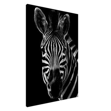 Canvastavla – Närbild av en zebra i svart vit design 70x100 cm