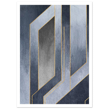 Abstrakt geometrisk konst poster Architectural Echoes 50x70 cm, skandinavisk design med vit ram | Arthena