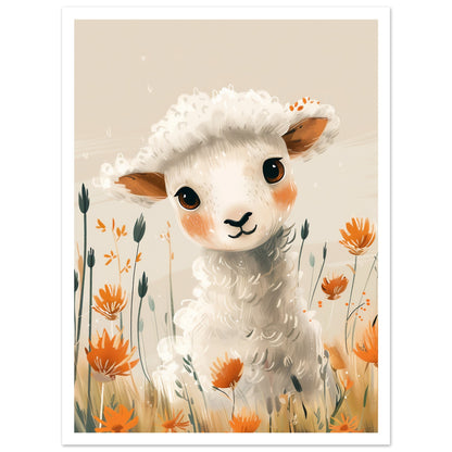 Baby Lamb Poster med vit kant - naturmotiv 30x40cm | Arthena