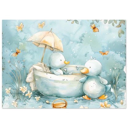 Bathing Ducks barnrumsposter - lekfull design 50x70cm | Arthena