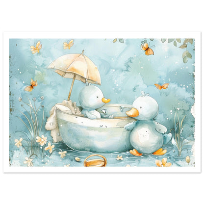 Bathing Ducks barnrumstavla med marginal 50x70cm | Arthena