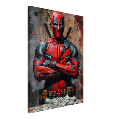 Deadpool canvastavla i en karaktäristisk pose, en actionfylld Marvel tavla, 50x70 cm | Arthena