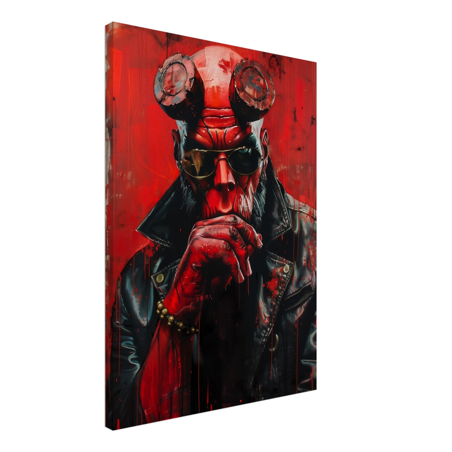 Canvastavla med Hellboy i blodröd miljö, en ikonisk film tavla, 50x70 cm | Arthena