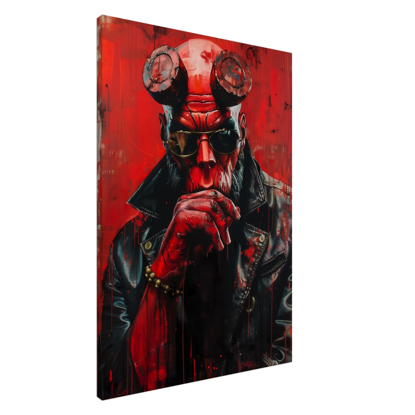 Stor canvastavla med Hellboy i klassisk pose, en exklusiv filmaffisch på canvas, 70x100 cm | Arthena