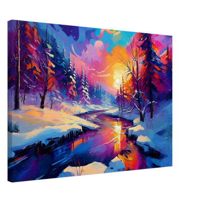 Fridfull vinterlandskapstavla med snötäckt väg genom skog, 50x70 cm | Arthena