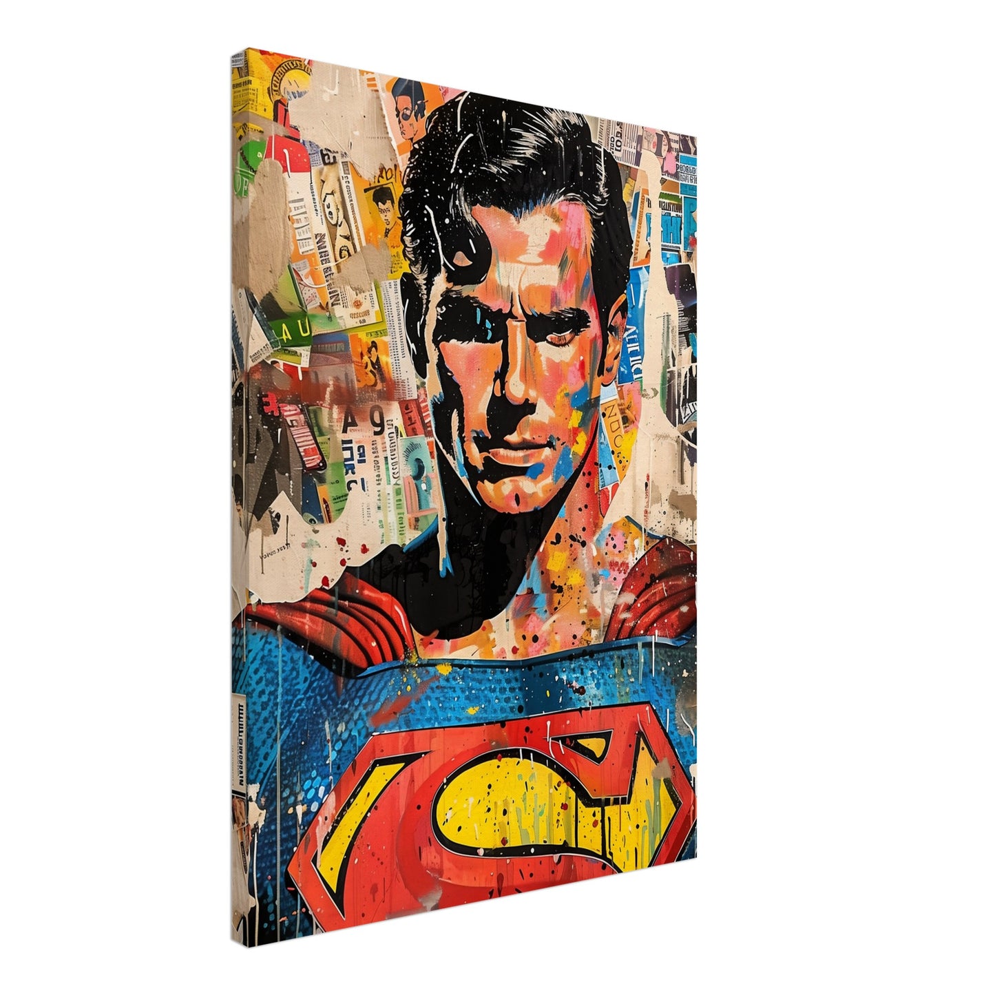 Superman canvastavla med serietidningsinspirerad bakgrund, perfekt väggkonst för moderna hem, 50x70 cm | Arthena