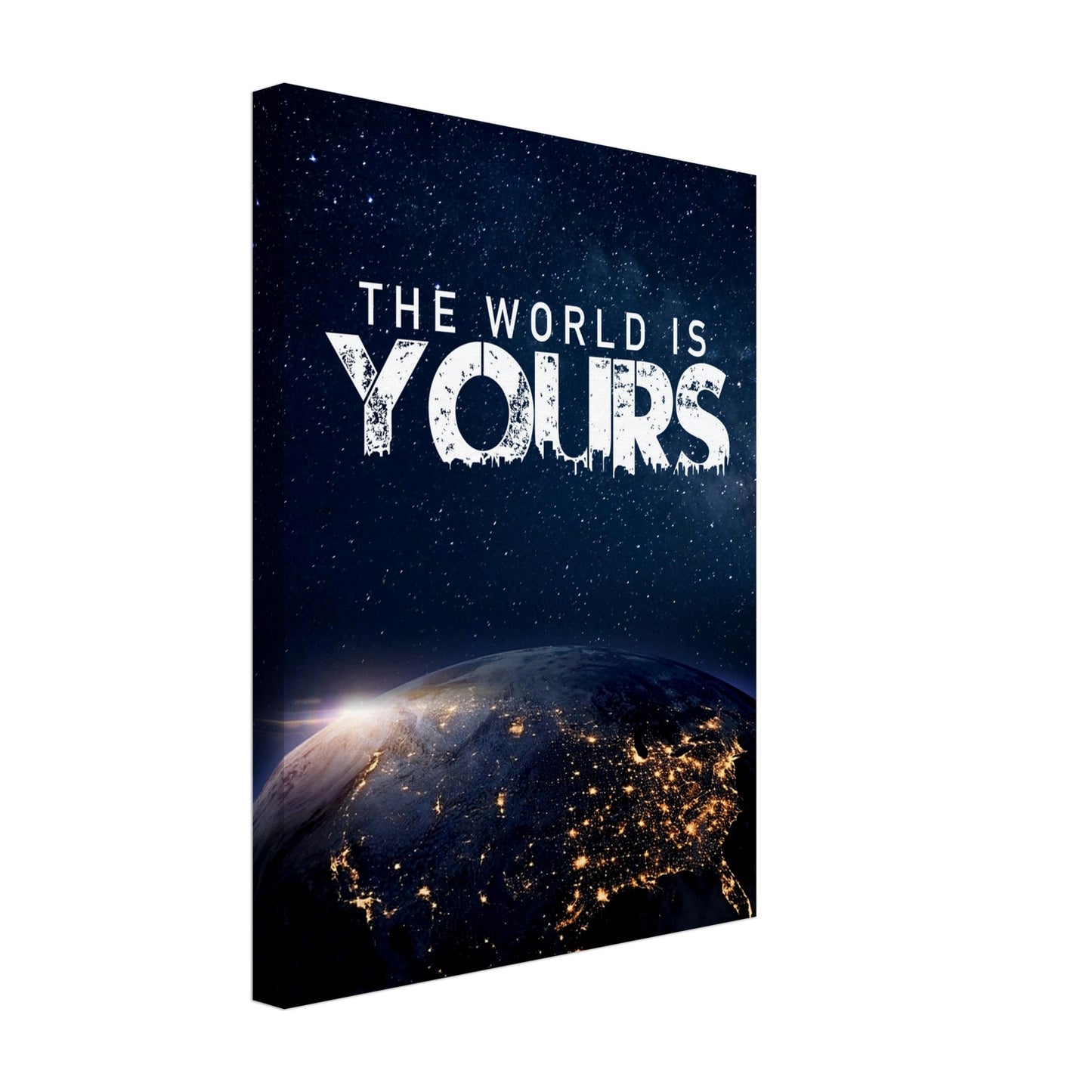 Canvastavla – Motiverande citat "The World Is Yours" med jordens vy 30x40 cm