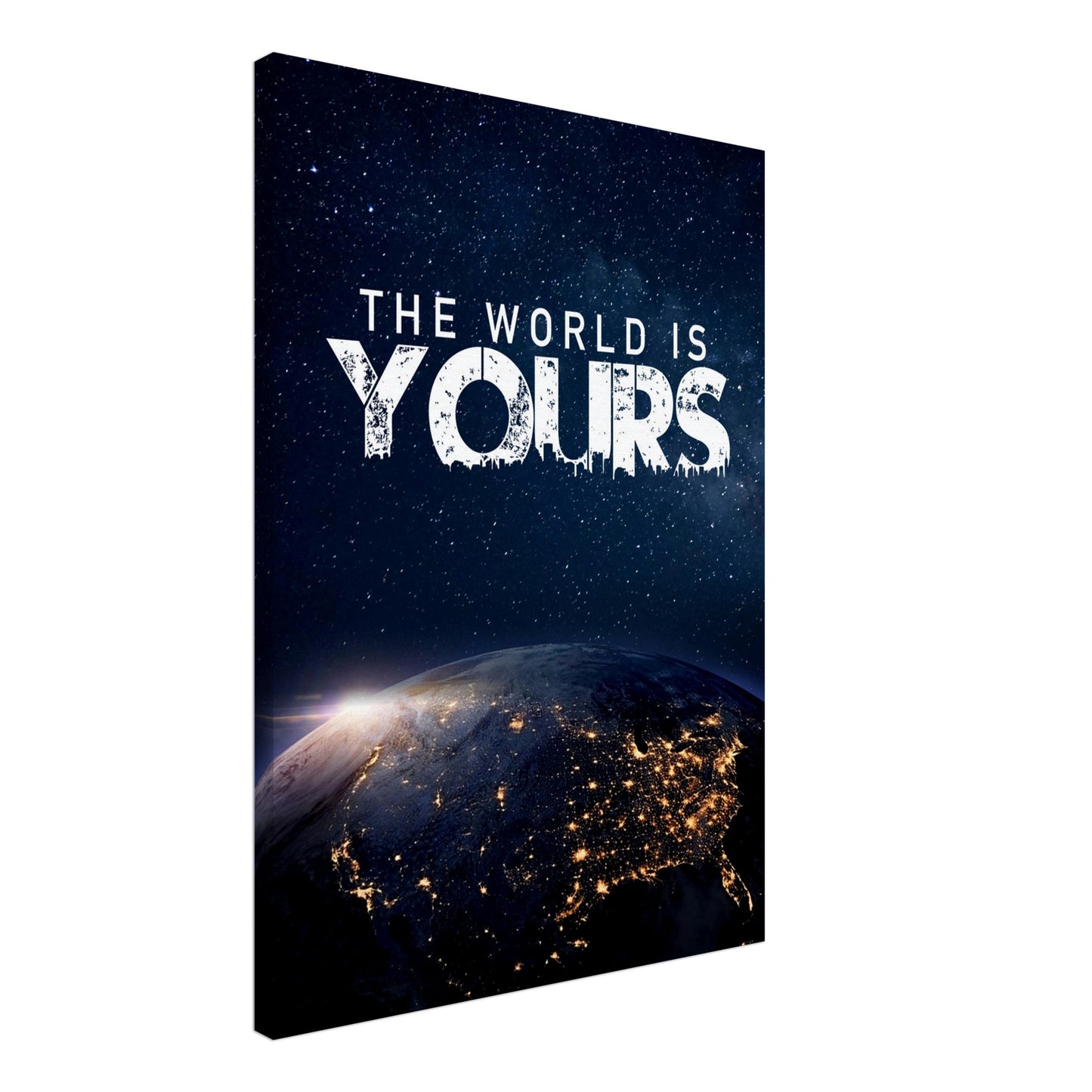 Canvastavla – Motiverande citat "The World Is Yours" med jordens vy 50x70 cm