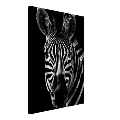 Canvastavla – Närbild av en zebra i svart vit design 50x70 cm