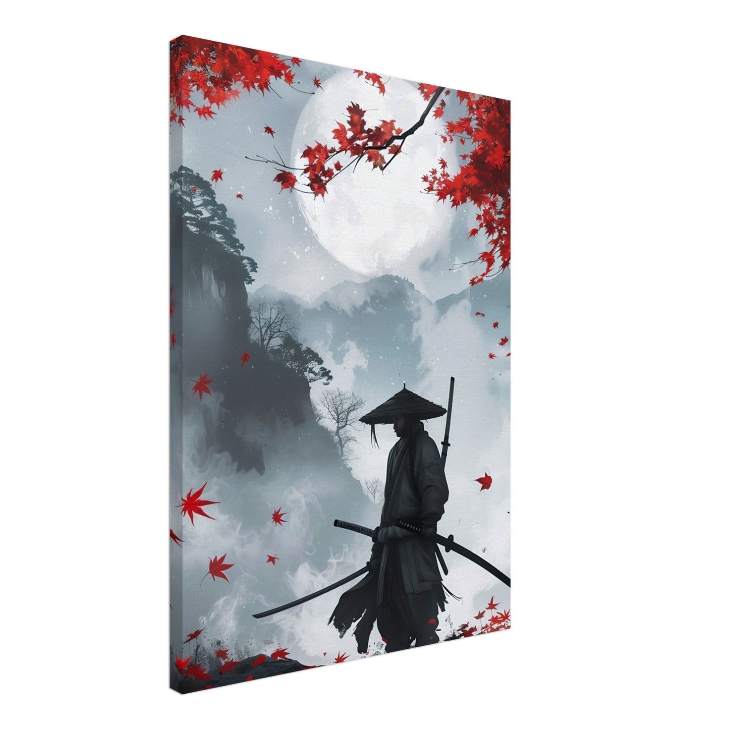 Crimson Leaves and Moonlight på canvas - momiji effekt 50x70cm | Arthena