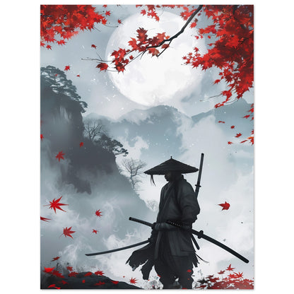 Crimson Leaves and Moonlight höstposter - månbelyst lönnlöv 30x40cm | Arthena