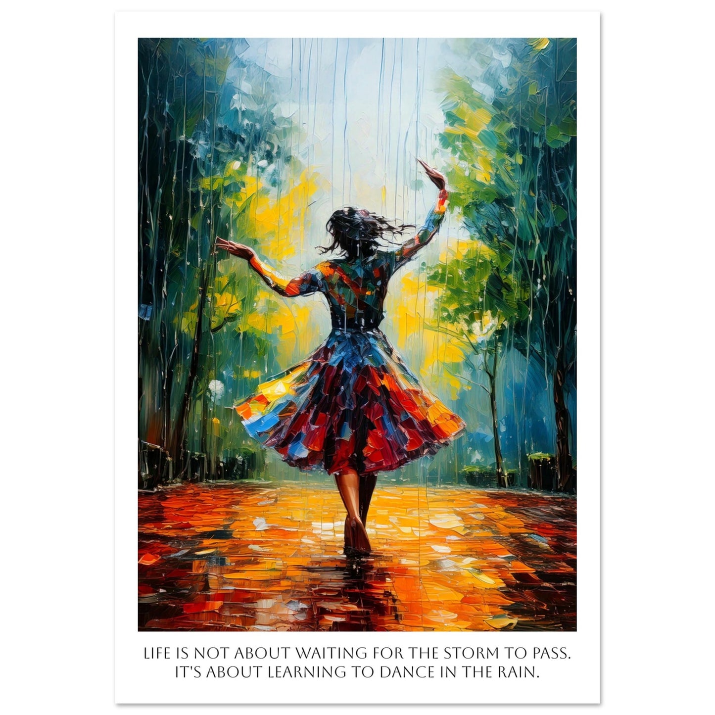 Stor poster Dance in the color storm - affisch och tavla med regnmotiv 70x100cm | Arthena