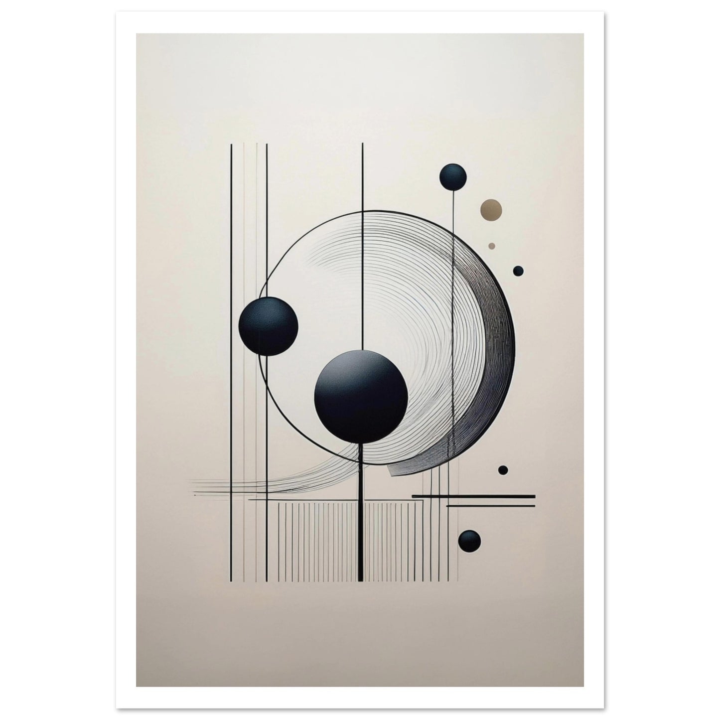 Modern sfärkonst Dance of the Spheres 50x70 cm, flytande tavla med vit ram | Arthena