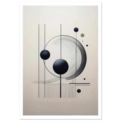 Modern sfärkonst Dance of the Spheres 50x70 cm, flytande tavla med vit ram | Arthena