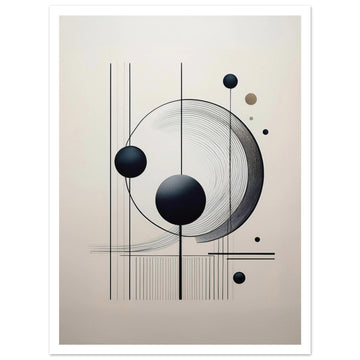 Stor elegant väggkonst Dance of the Spheres 70x100 cm, abstrakt design med vit ram | Arthena