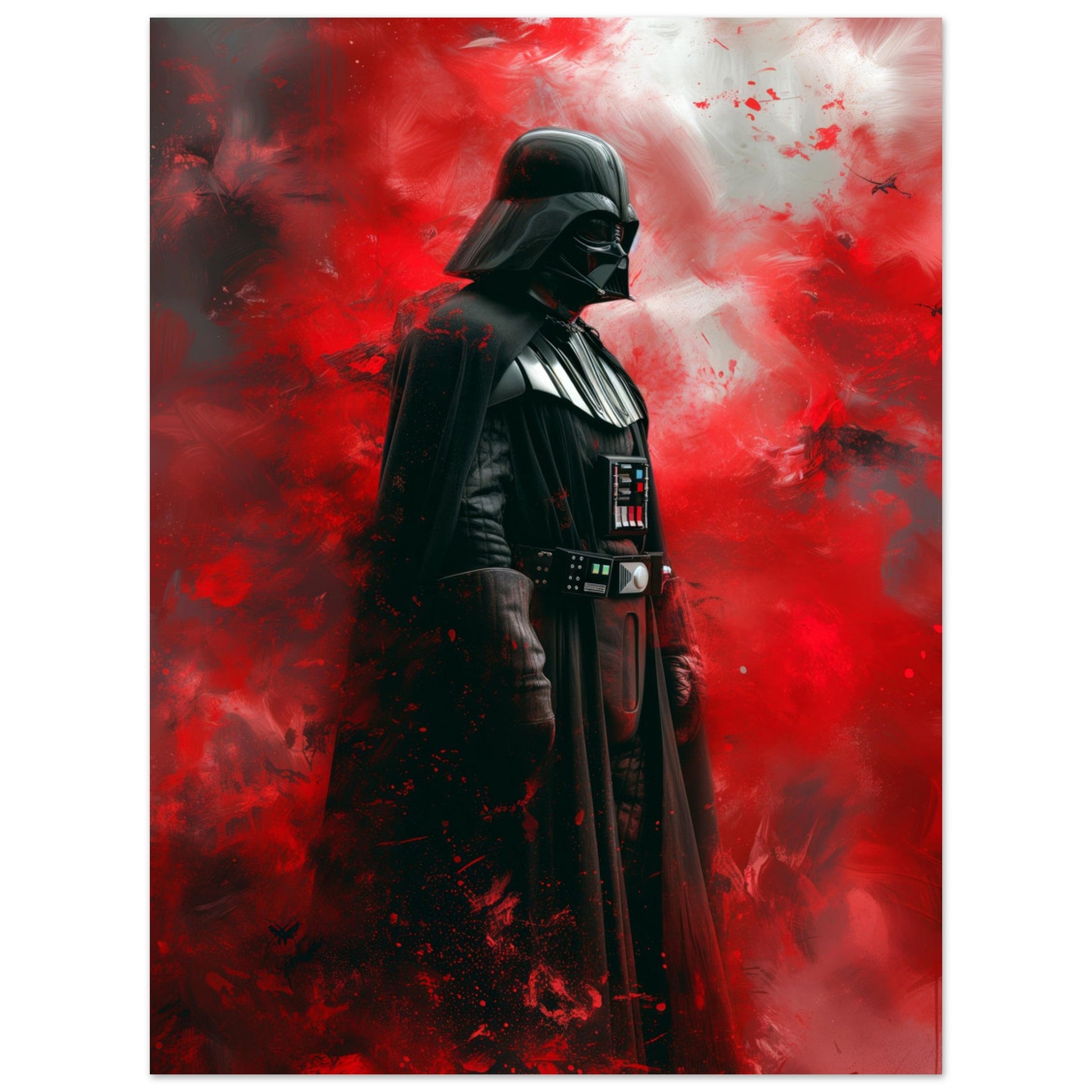 Film poster med Darth Vader som kliver fram ur röd och vit rök, 30x40 cm | Arthena