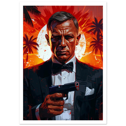 Klassisk film-poster med James Bond och vit marginal, 50x70 cm | Arthena