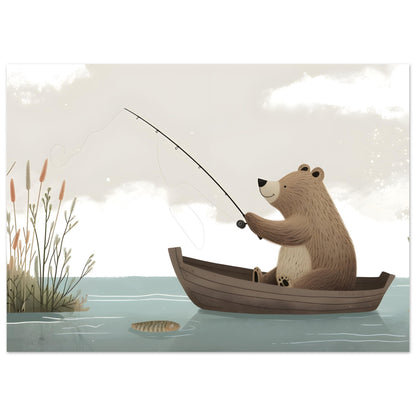 Fishing Teddy Bear barnrumsposter - äventyrlig design 50x70cm | Arthena