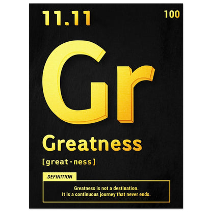 Greatness poster i periodisk design - motiverande väggkonst för kontor och studierum 30x40cm | Arthena