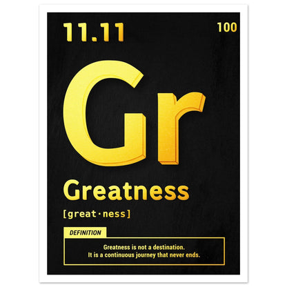 Greatness poster med vit kant - periodisk design för hemmakontor 30x40cm | Arthena