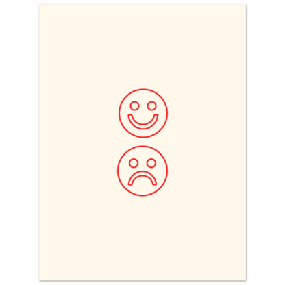 Happy Face Sad Face Citat Poster - minimalistisk design 30x40cm | Arthena