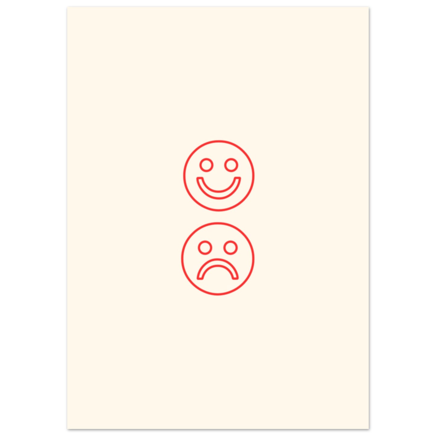 Happy Face Sad Face Typografi Poster - svartvit 50x70cm | Arthena