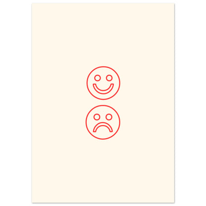 Happy Face Sad Face Typografi Poster - svartvit 50x70cm | Arthena