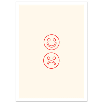 Happy Face Sad Face Typografi med kant - 50x70cm | Arthena