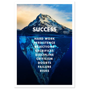 Stor The Iceberg of Success med vit kant - kraftfull motivationskonst 70x100cm | Arthena