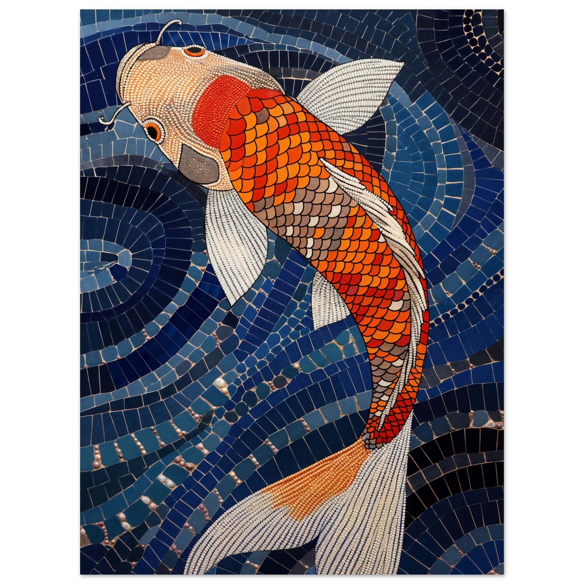 Koi Mosaic Flow abstrakt poster - japansk koifisk 30x40cm | Arthena