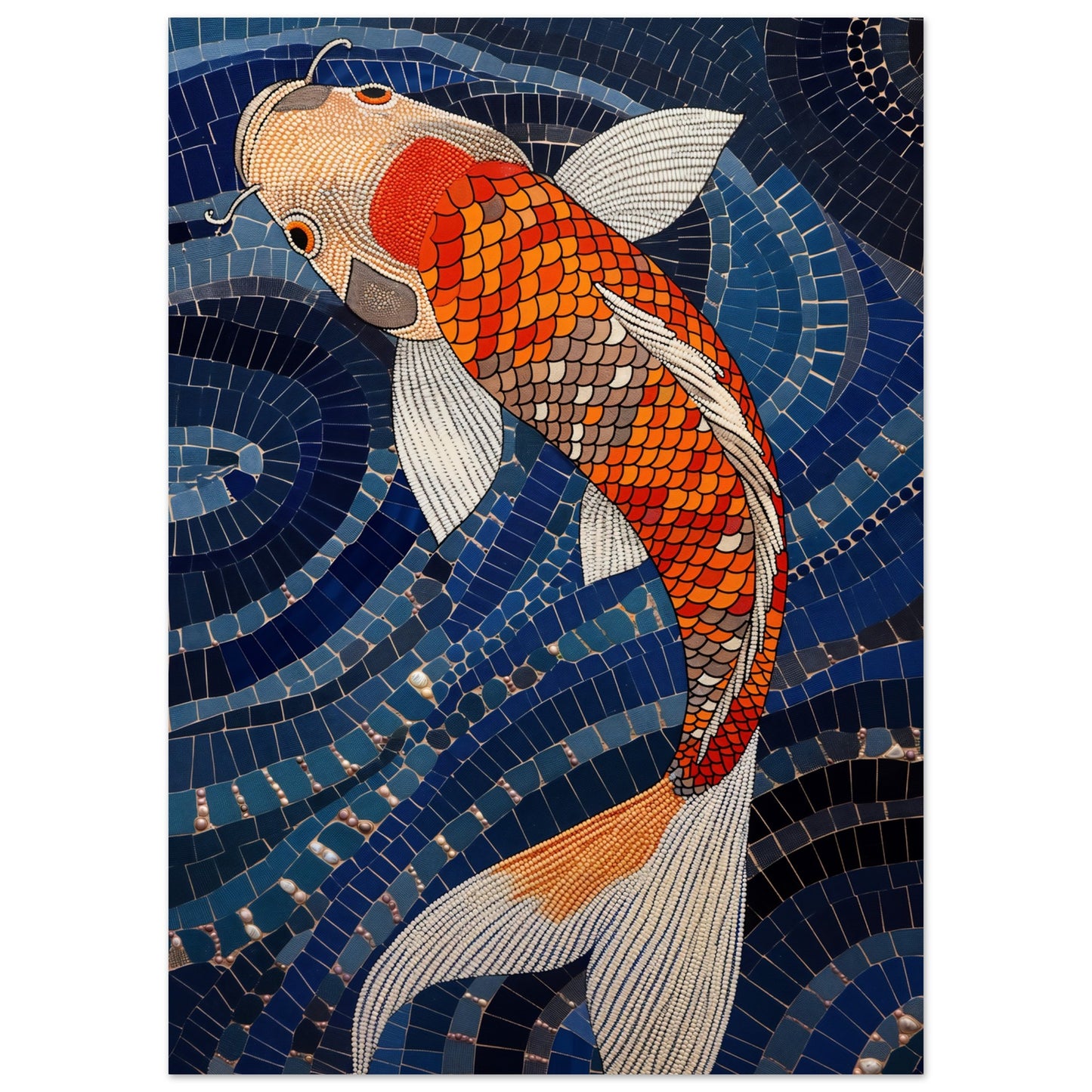 Koi Mosaic Flow modern konstaffisch - färgstark design 50x70cm | Arthena