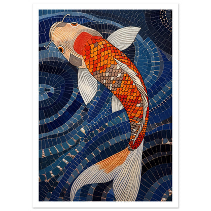 Koi Mosaic Flow konstprint med marginal - galleristil 50x70cm | Arthena