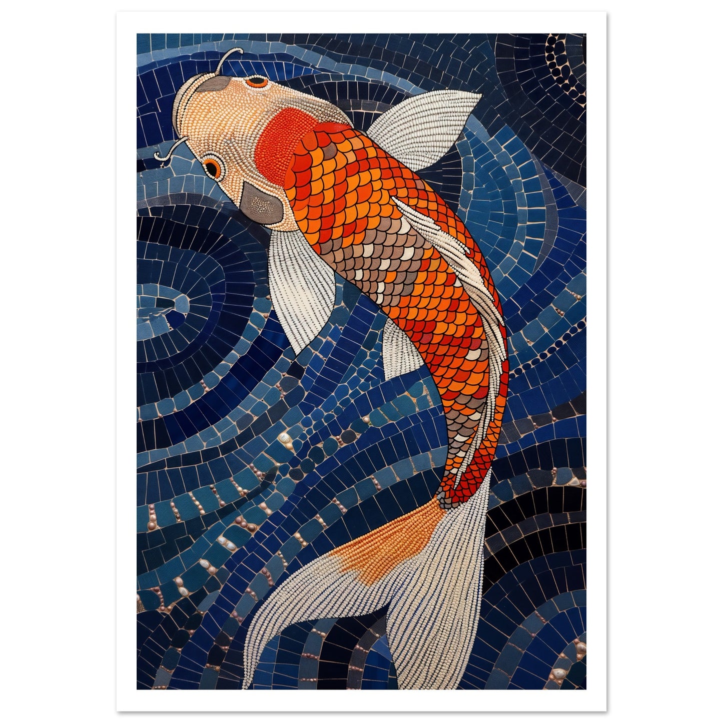 Koi Mosaic Flow stor affisch - luftig inramning 70x100cm | Arthena