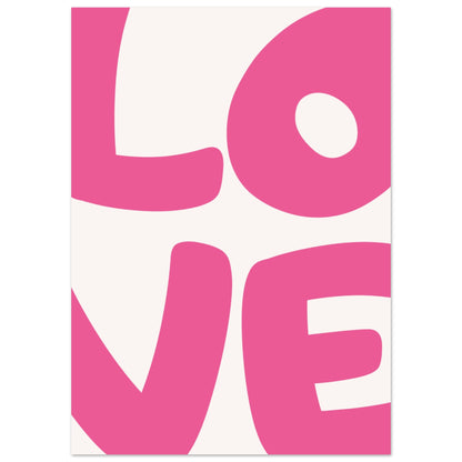 Modern Love tavla - elegant typografi poster i rosa för romantisk inredning 50x70cm | Arthena