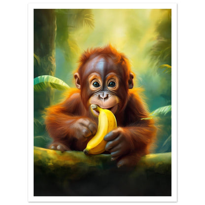 Orangutang Baby Poster med vit kant - barnrumsposter 30x40cm | Arthena