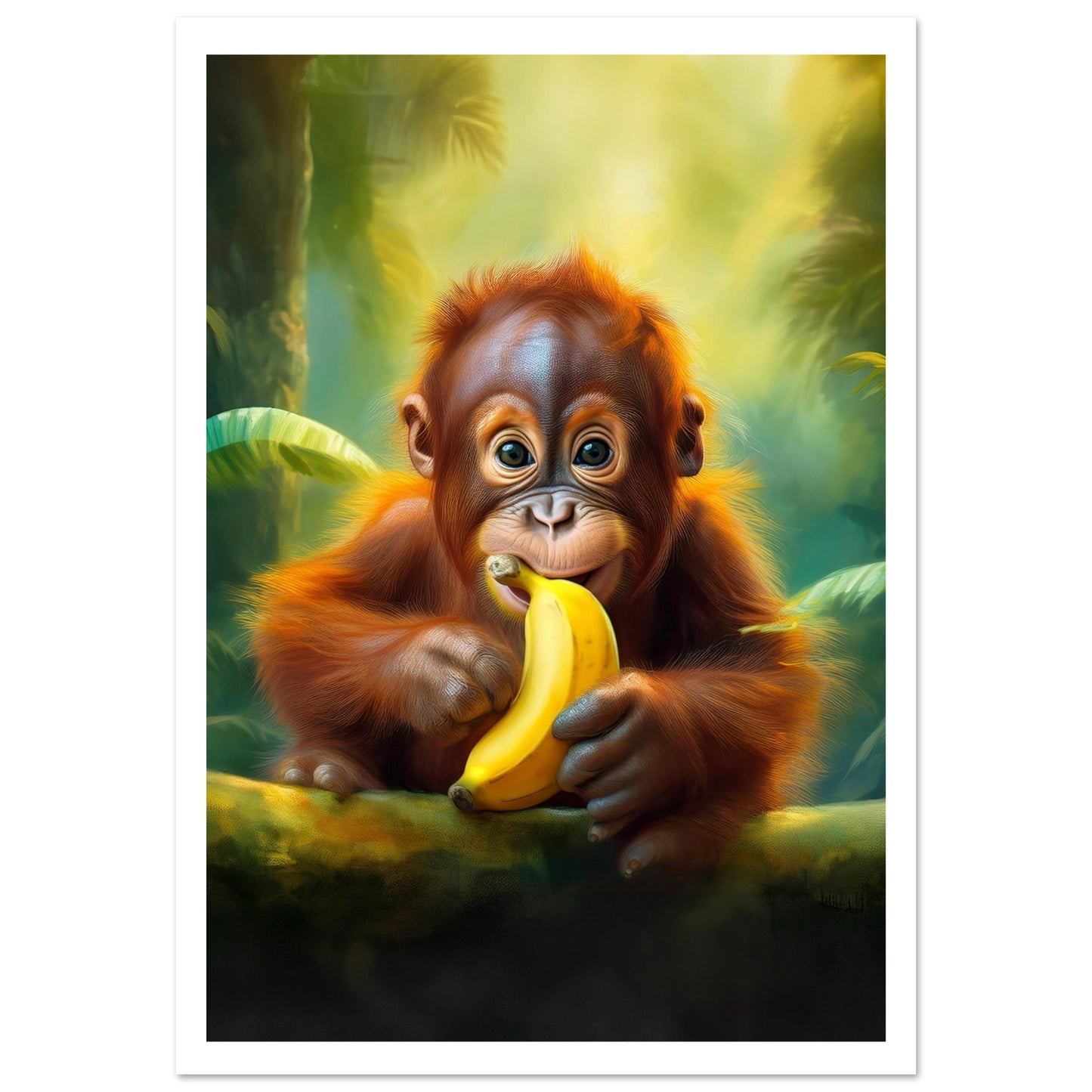 Stor Orangutang Baby Poster med kant - barnrum 70x100cm | Arthena