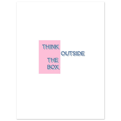 Poster – Citat "Think Outside the Box" i modern design med vit marginal 70x100 cm