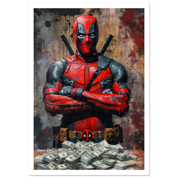 Stor poster med Deadpool och vit marginal, 70x100 cm | Arthena