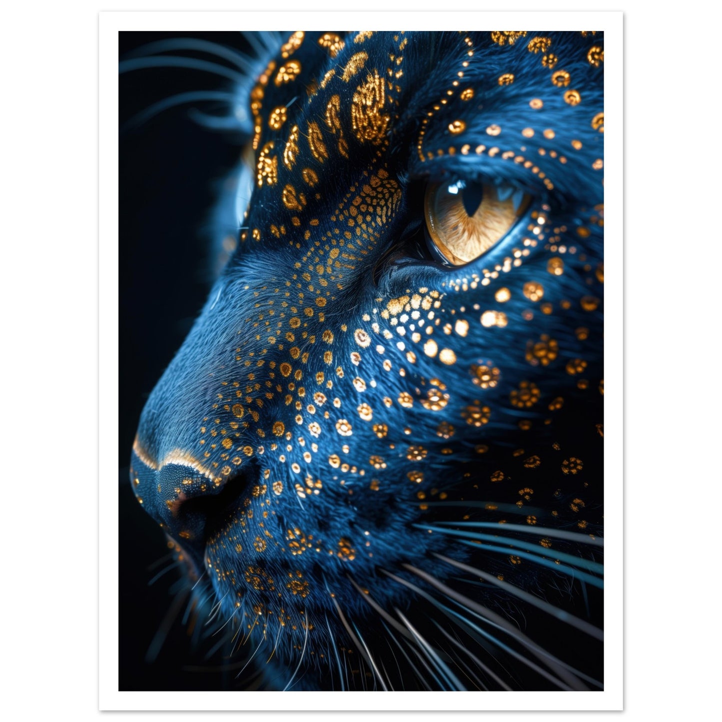 Poster med gyllene panter och vit marginal, exklusiv design 30x40 cm