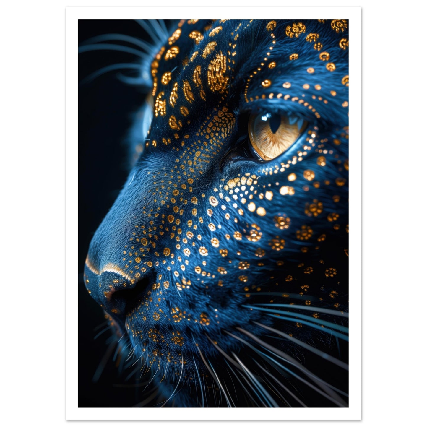 Poster med gyllene panter och vit marginal, exklusiv design 50x70 cm