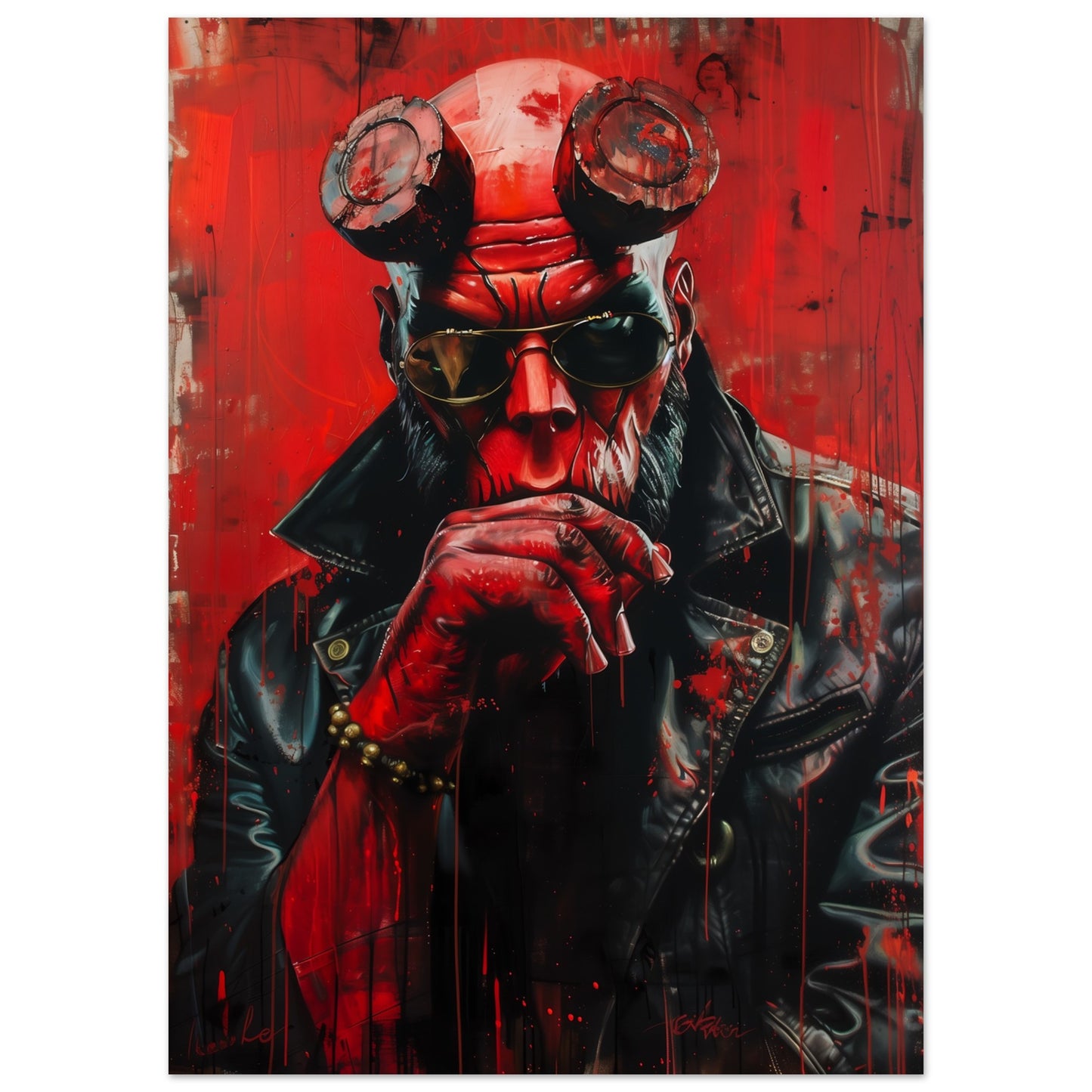 Filmaffisch av Hellboy med blodröd bakgrund, 50x70 cm | Arthena