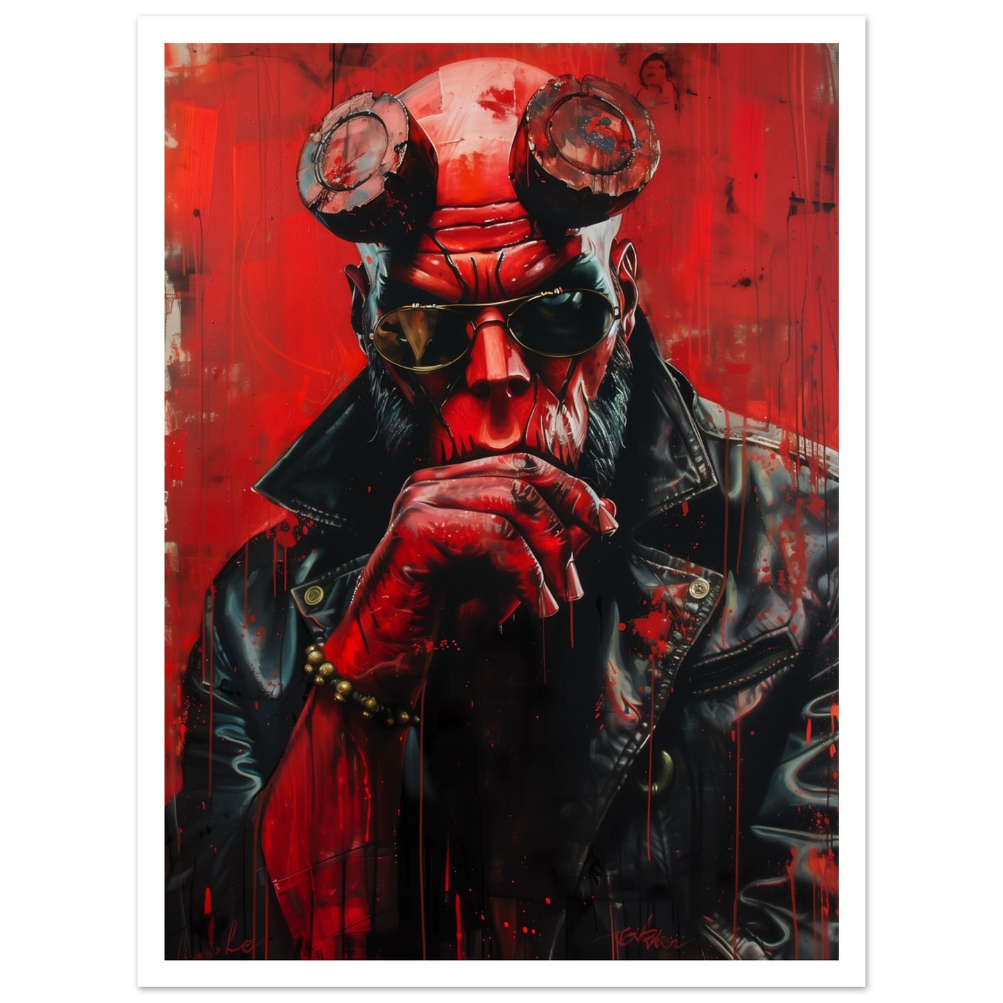 Poster med Hellboy och vit marginal, 30x40 cm | Arthena