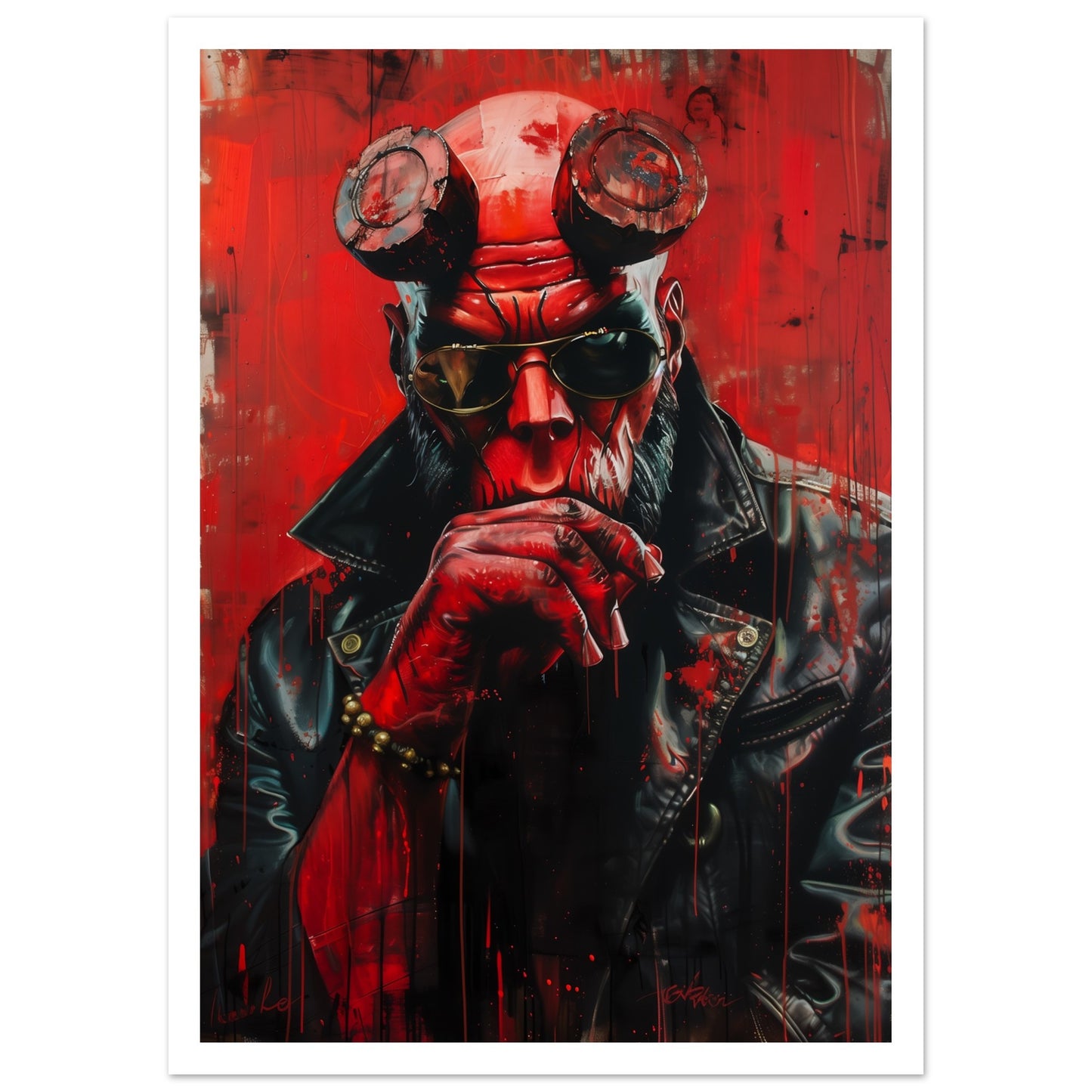 Ikonisk filmaffisch med Hellboy i demonisk framtoning och vit marginal, 50x70 cm | Arthena