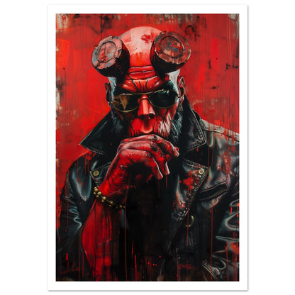 Stor filmaffisch med Hellboy i demonisk framtoning och vit marginal, 70x100 cm | Arthena