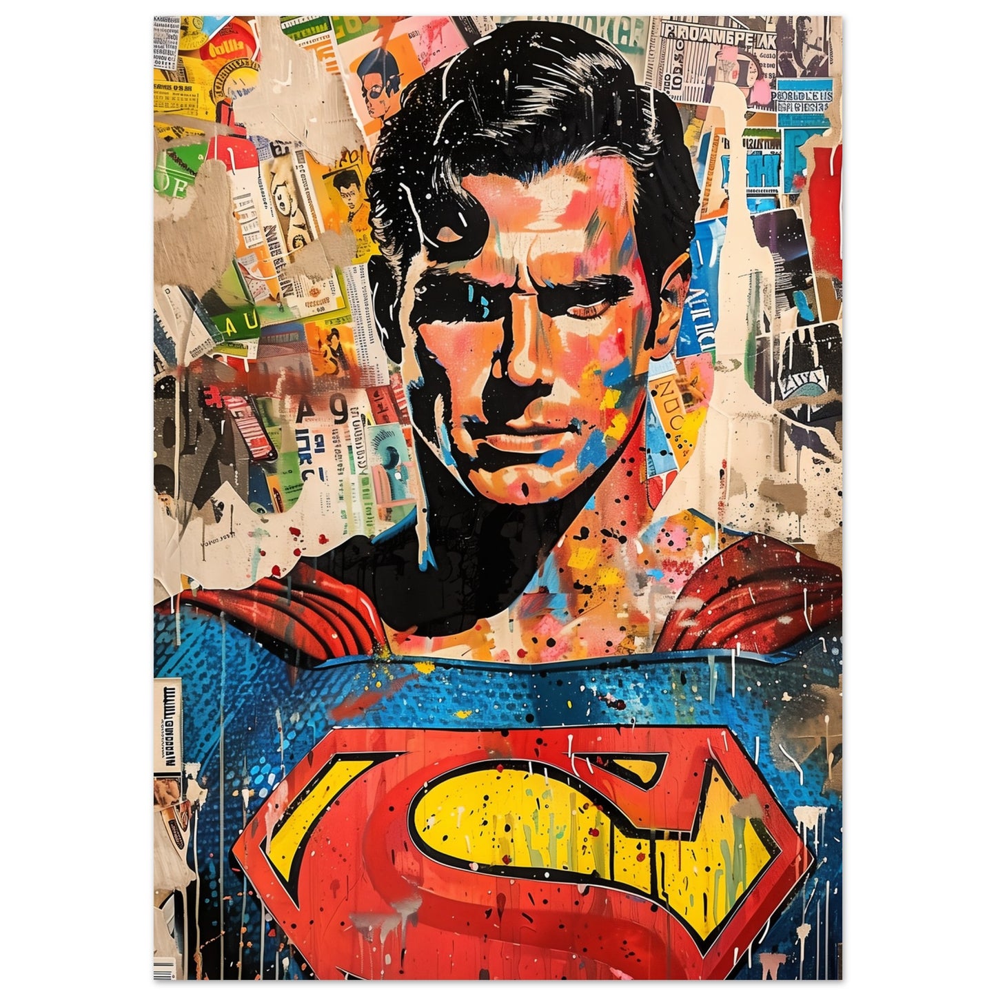 Filmaffisch av Superman med serietidningsbakgrund, 50x70 cm | Arthena