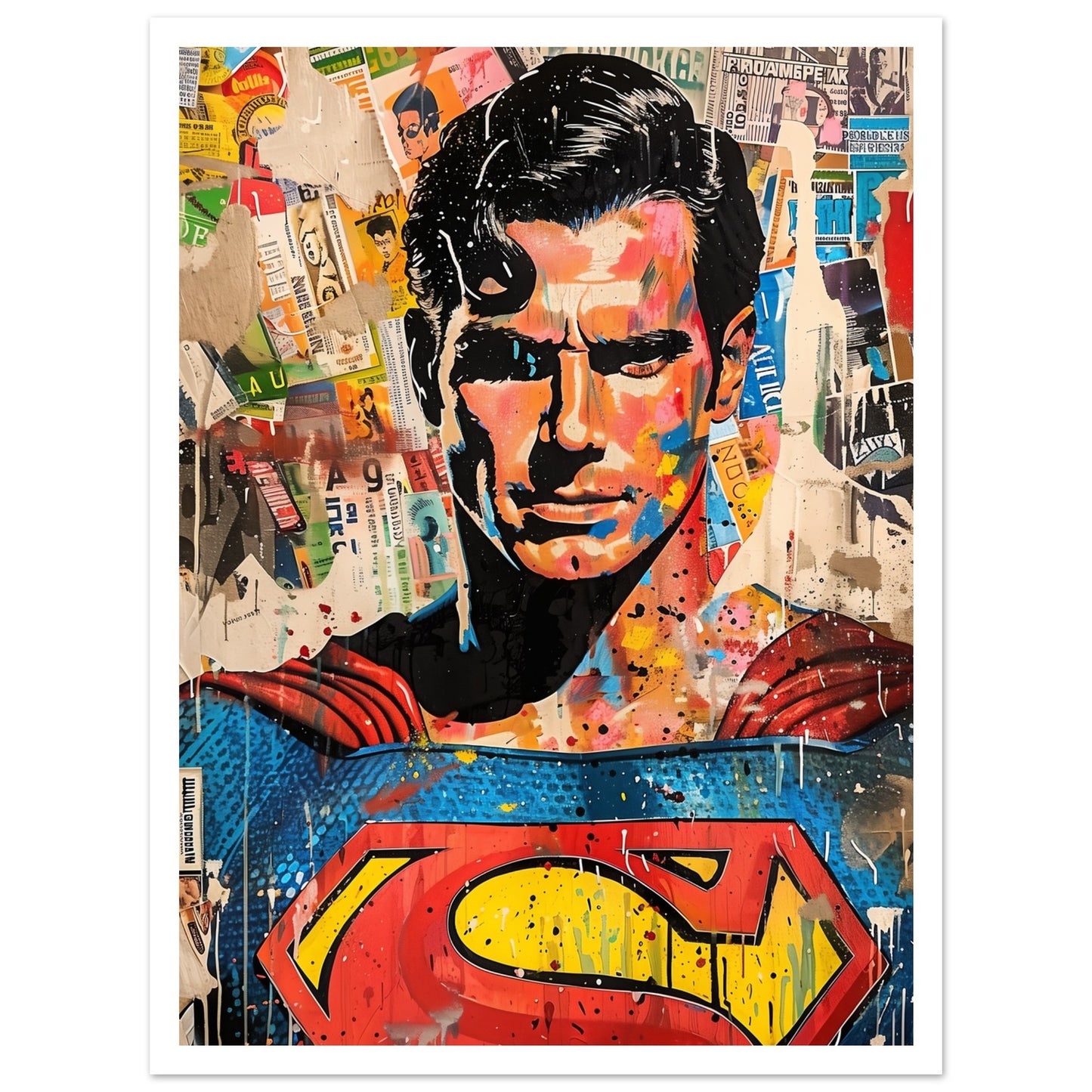 Poster med Superman och vit marginal, 30x40 cm | Arthena