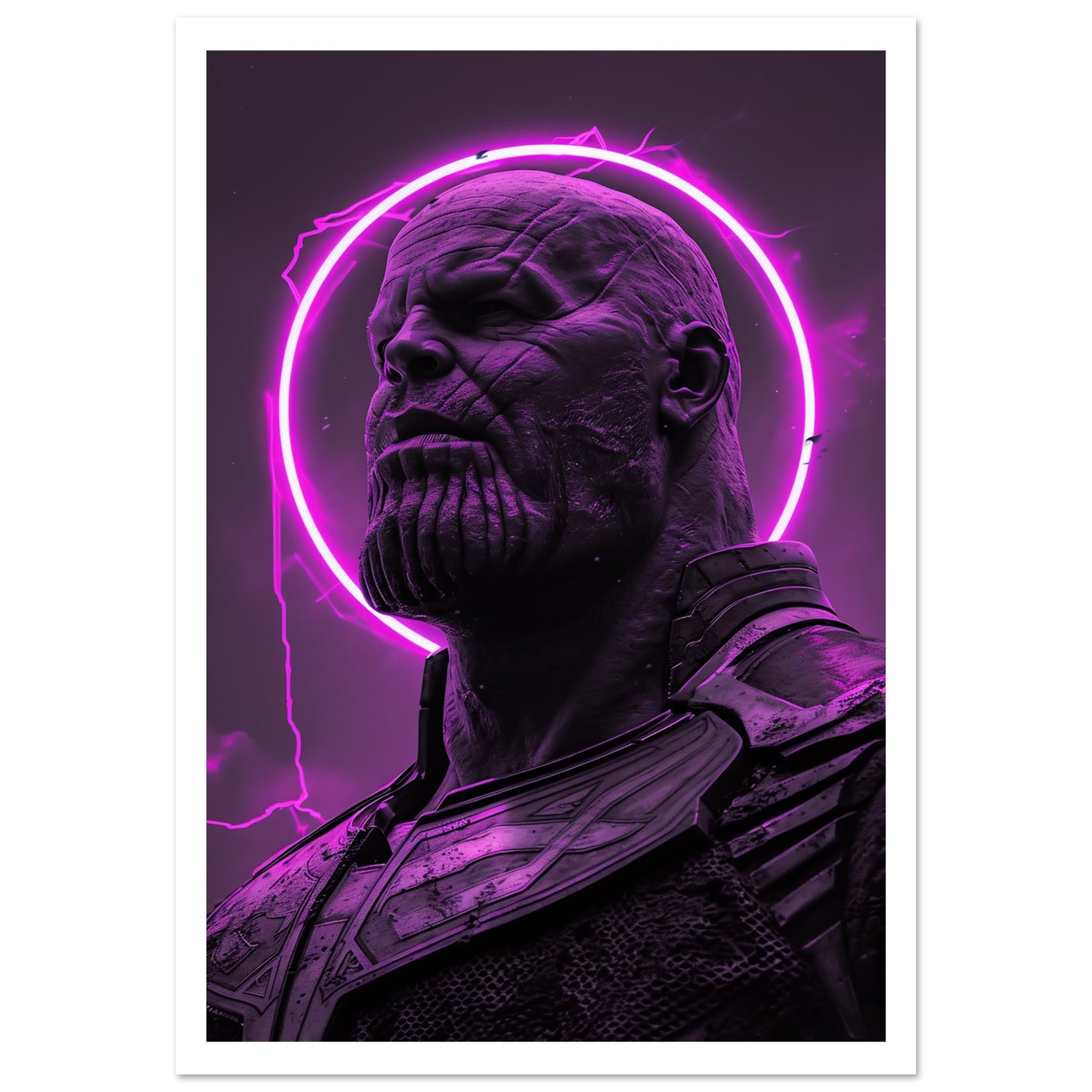 Stor filmaffisch med Thanos i futuristisk miljö och vit marginal, en episk Marvel-tavla, 70x100 cm | Arthena