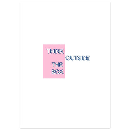 Poster – Citat "Think Outside the Box" i modern design med vit marginal 50x70 cm