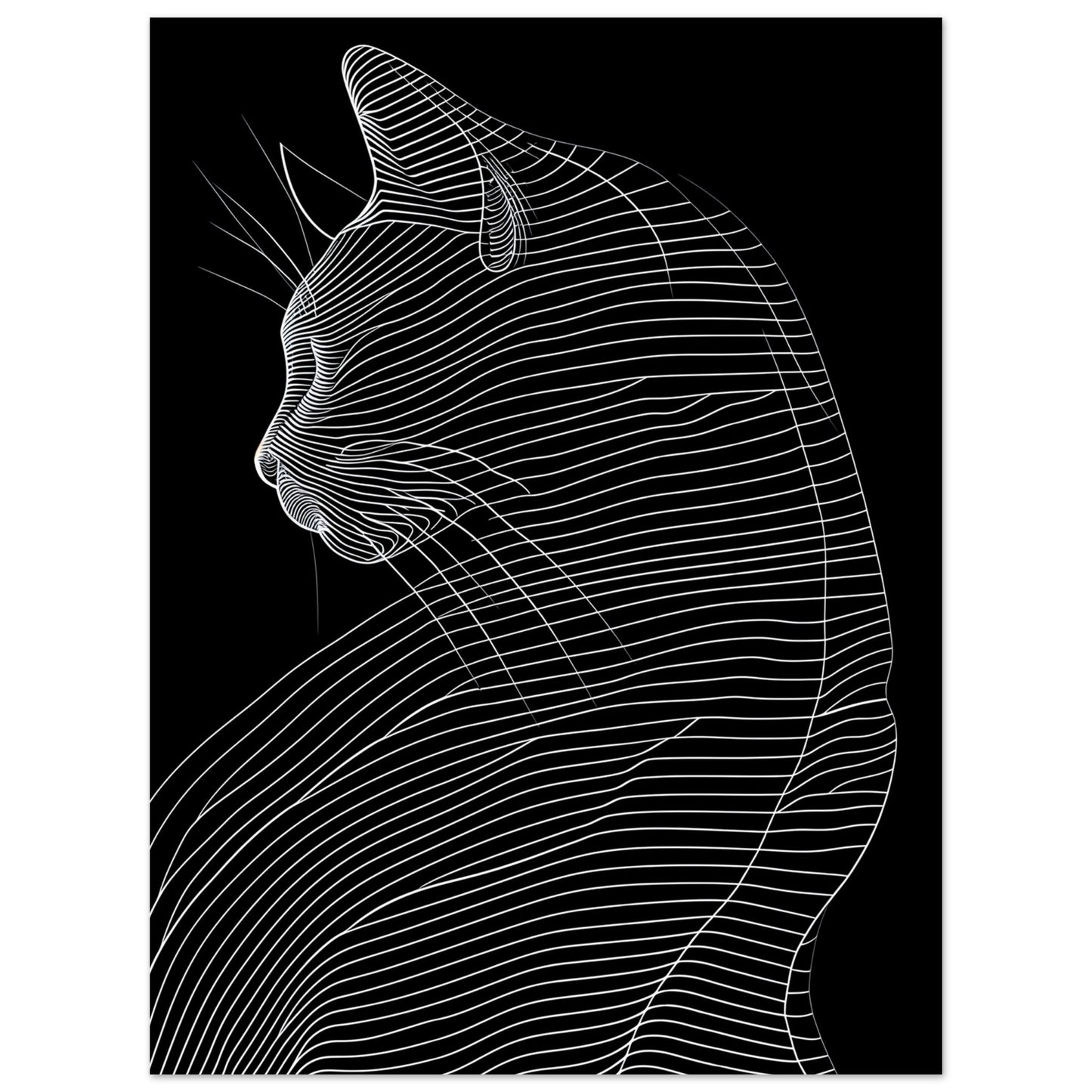 Poster – Abstrakt katt i svart vit design 30x40 cm