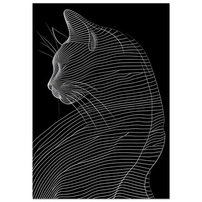 Poster – Abstrakt katt i svart vit design 70x100 cm